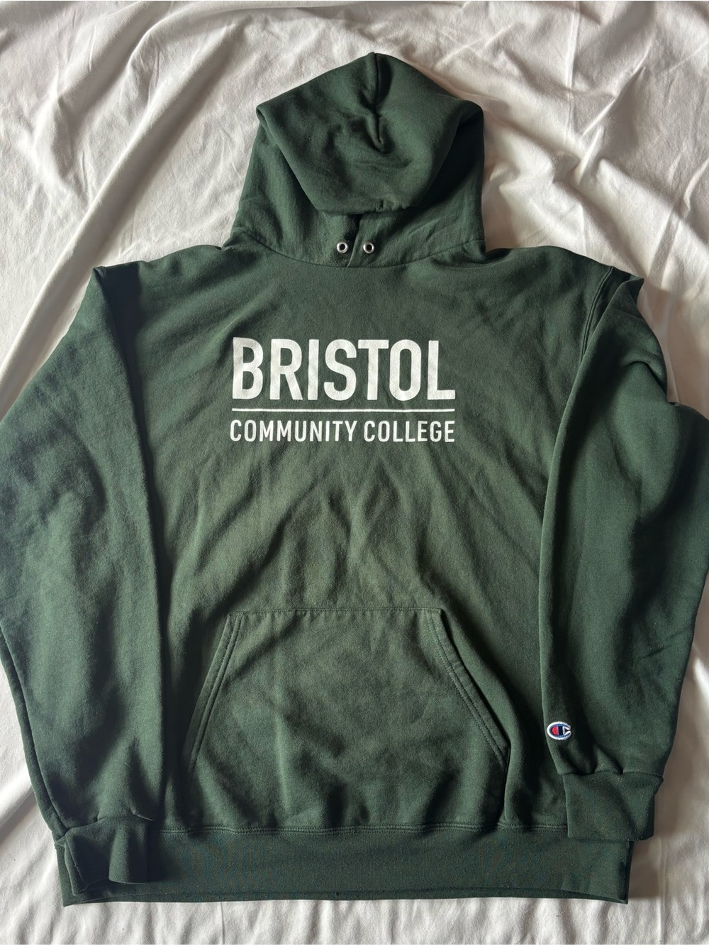 Champion Men's Crewneck Hoodie - Forest Green Bristol Community College